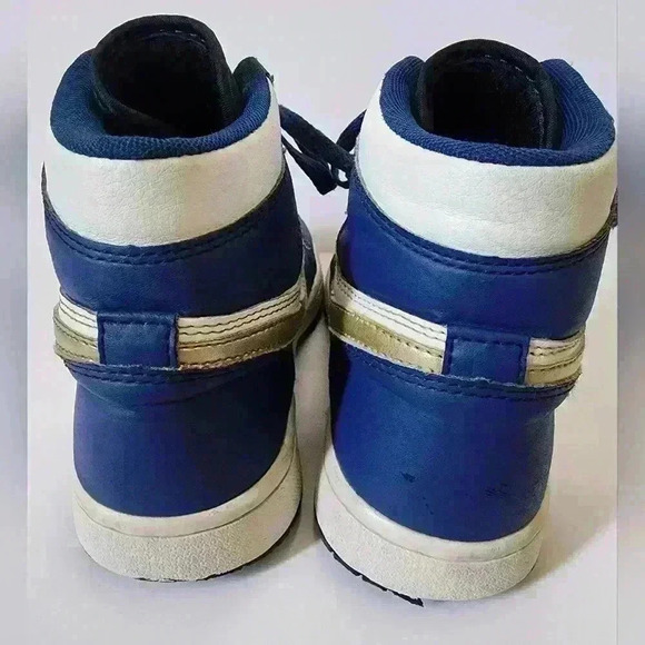 Nike Air Jordan 1 High Retro Gold Metallic Deep Royal Blue GS Sneaker, sz 6 - Picture 12 of 15